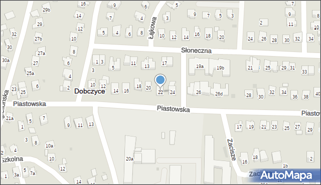 Dobczyce, Piastowska, 22, mapa Dobczyce