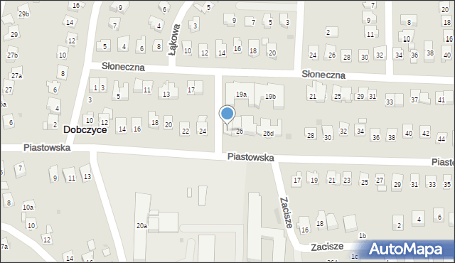 Dobczyce, Piastowska, 26a, mapa Dobczyce
