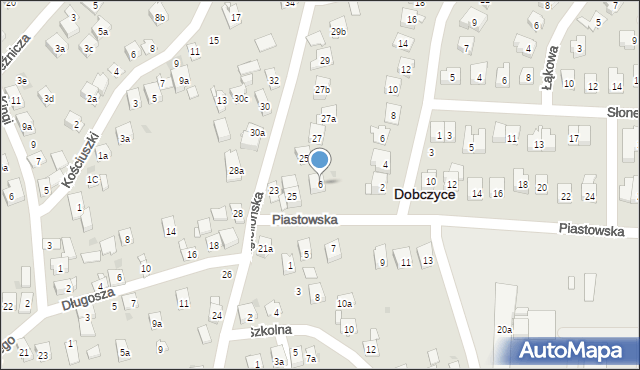 Dobczyce, Piastowska, 6, mapa Dobczyce