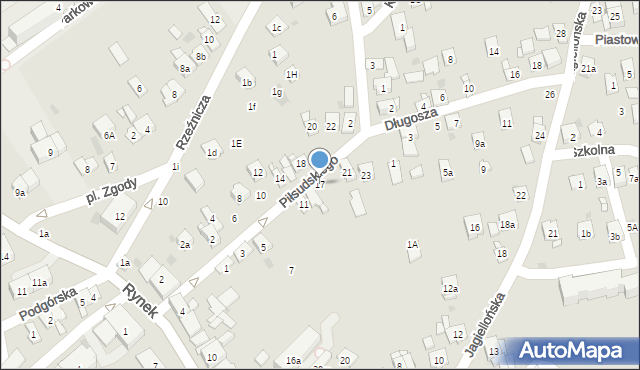 Dobczyce, Piłsudskiego Józefa, marsz., 17, mapa Dobczyce