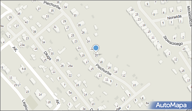 Dobre Miasto, Piechurów, 20, mapa Dobre Miasto