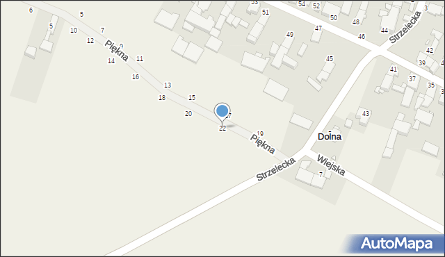 Dolna, Piękna, 22, mapa Dolna