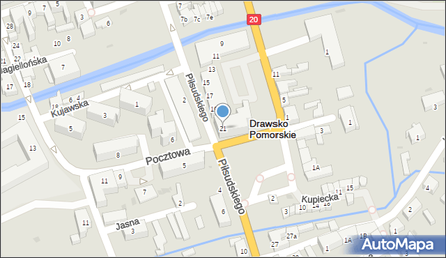 Drawsko Pomorskie, Piłsudskiego Józefa, marsz., 21, mapa Drawsko Pomorskie
