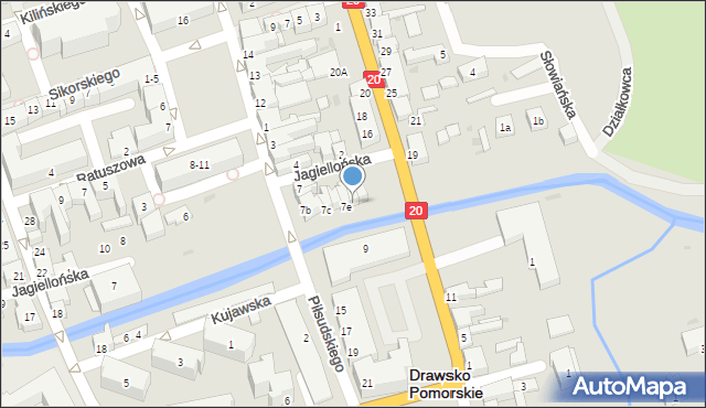 Drawsko Pomorskie, Piłsudskiego Józefa, marsz., 7f, mapa Drawsko Pomorskie