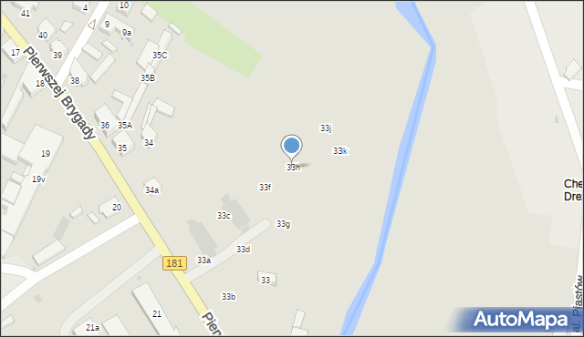 Drezdenko, Pierwszej Brygady, 33h, mapa Drezdenko