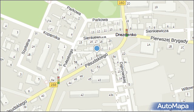 Drezdenko, Piłsudskiego Józefa, marsz., 3A, mapa Drezdenko