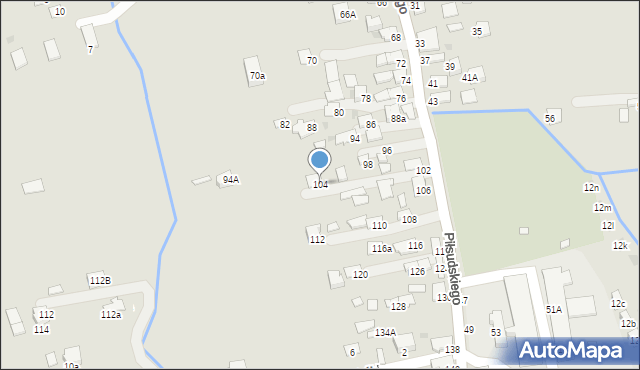 Dynów, Piłsudskiego Józefa, marsz., 104, mapa Dynów