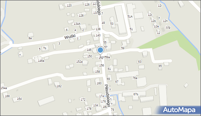 Dynów, Piłsudskiego Józefa, marsz., 152, mapa Dynów