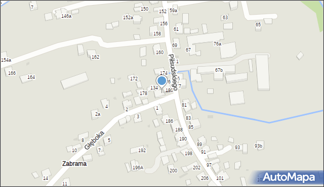 Dynów, Piłsudskiego Józefa, marsz., 182, mapa Dynów