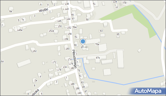 Dynów, Piłsudskiego Józefa, marsz., 67a, mapa Dynów