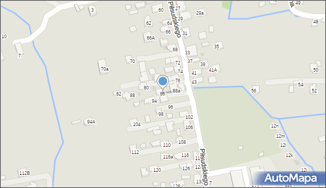 Dynów, Piłsudskiego Józefa, marsz., 86, mapa Dynów