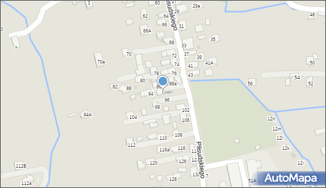 Dynów, Piłsudskiego Józefa, marsz., 92, mapa Dynów