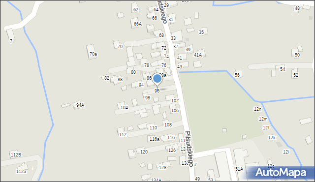 Dynów, Piłsudskiego Józefa, marsz., 96, mapa Dynów