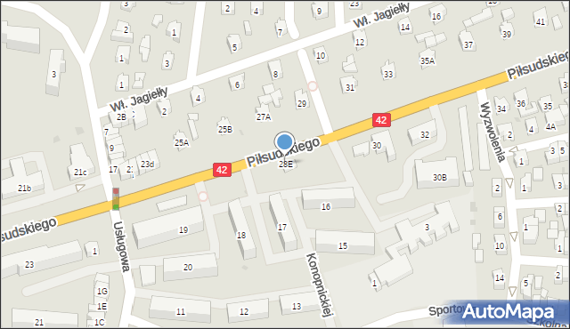 Działoszyn, Piłsudskiego Józefa, marsz., 28E, mapa Działoszyn