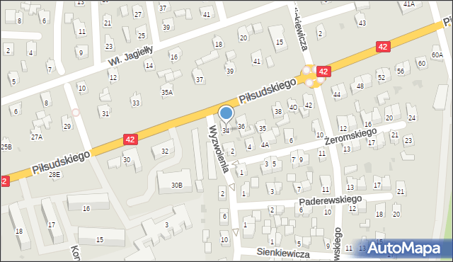 Działoszyn, Piłsudskiego Józefa, marsz., 34, mapa Działoszyn