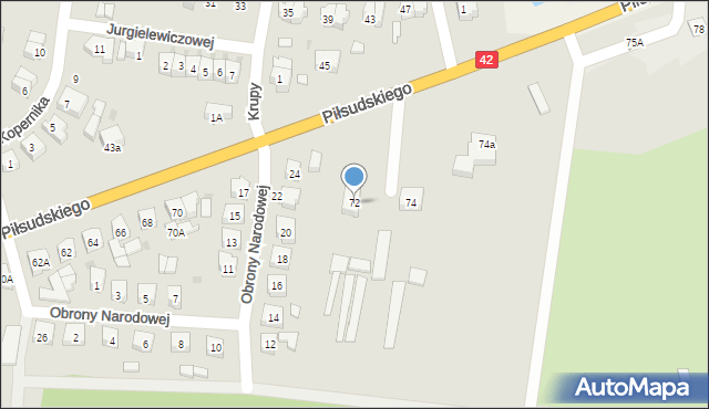 Działoszyn, Piłsudskiego Józefa, marsz., 72, mapa Działoszyn