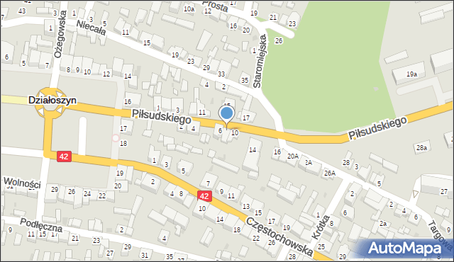 Działoszyn, Piłsudskiego Józefa, marsz., 8, mapa Działoszyn