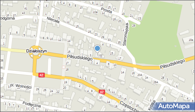 Działoszyn, Piłsudskiego Józefa, marsz., 9, mapa Działoszyn