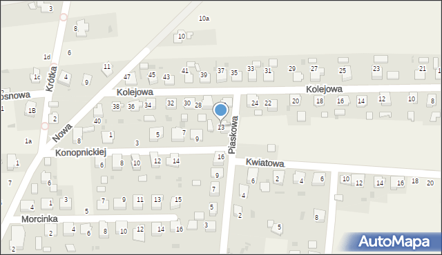 Dziergowice, Piaskowa, 13, mapa Dziergowice