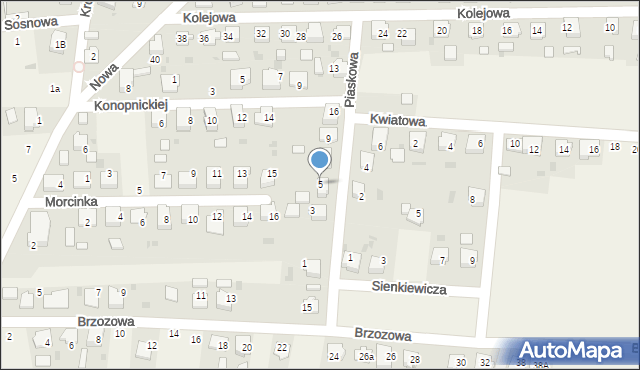 Dziergowice, Piaskowa, 5, mapa Dziergowice