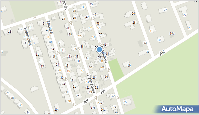 Dzierżoniów, Piaskowa, 58, mapa Dzierżoniów