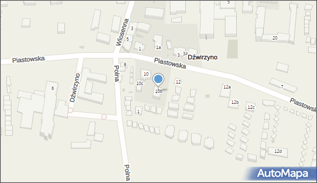 Dźwirzyno, Piastowska, 10b, mapa Dźwirzyno