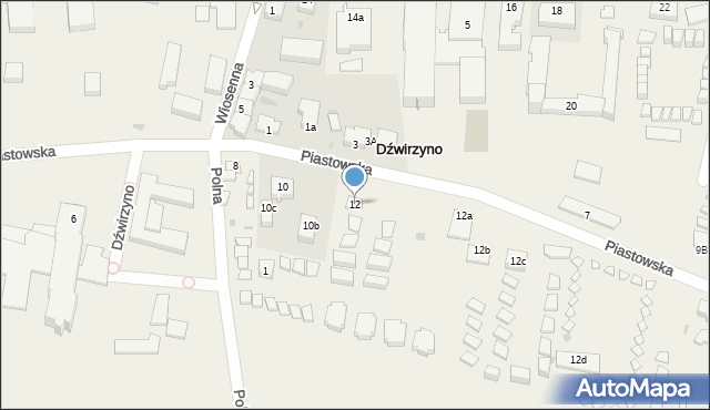 Dźwirzyno, Piastowska, 12, mapa Dźwirzyno
