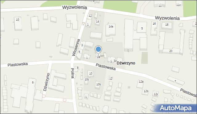 Dźwirzyno, Piastowska, 1a, mapa Dźwirzyno