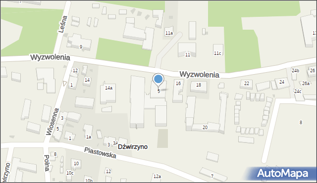 Dźwirzyno, Piastowska, 5, mapa Dźwirzyno