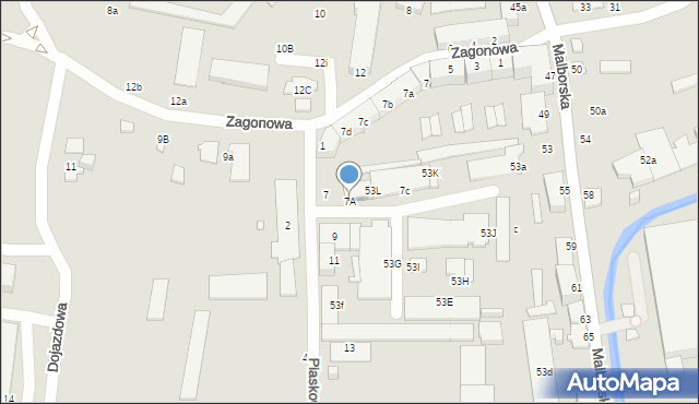 Elbląg, Piaskowa, 7A, mapa Elbląga