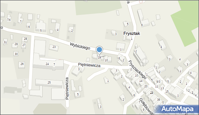 Frysztak, Piętniewicza Józefa, 14, mapa Frysztak