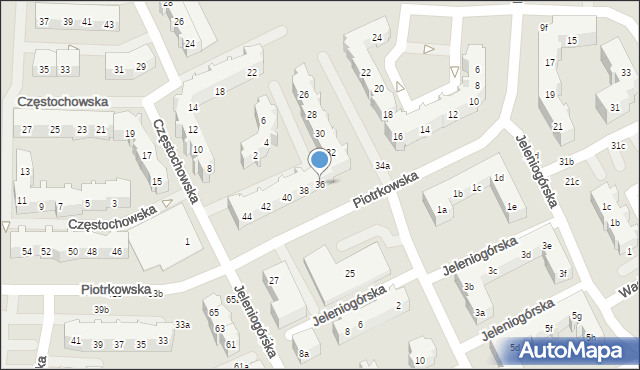 Gdańsk, Piotrkowska, 36, mapa Gdańska