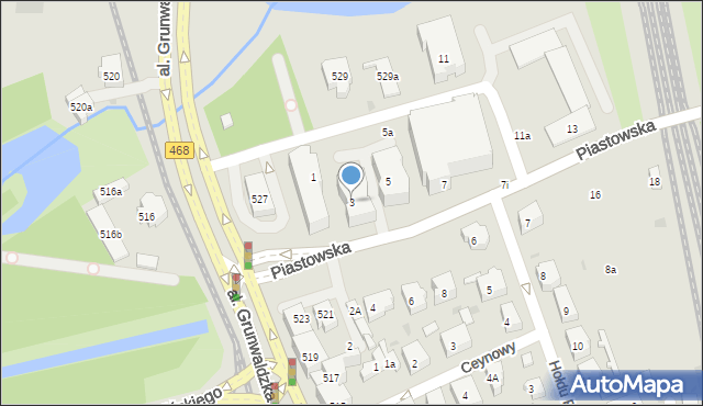 Gdańsk, Piastowska, 3, mapa Gdańska