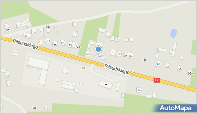 Gielniów, Piłsudskiego Józefa, marsz., 77, mapa Gielniów