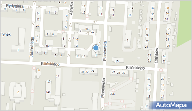 Gliwice, Piastowska, 1, mapa Gliwic