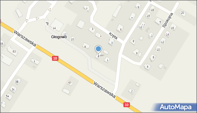 Głogowo, Piaskowa, 4, mapa Głogowo