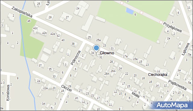 Głowno, Piątkowska, 32a, mapa Głowno