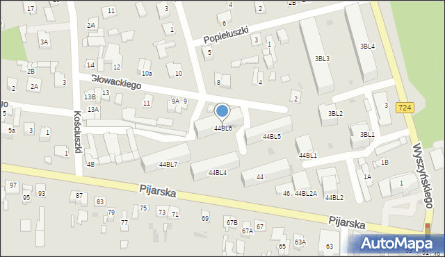 Góra Kalwaria, Pijarska, 44BL6, mapa Góra Kalwaria