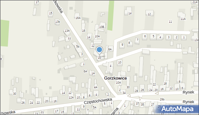 Gorzkowice, Piotrkowska, 10, mapa Gorzkowice