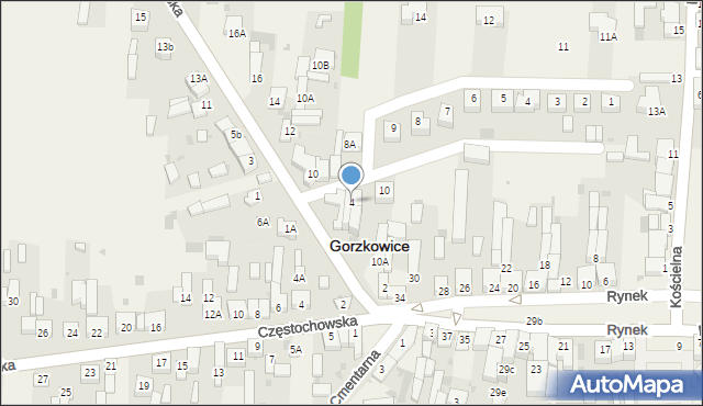 Gorzkowice, Piotrkowska, 4, mapa Gorzkowice