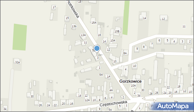 Gorzkowice, Piotrkowska, 5, mapa Gorzkowice