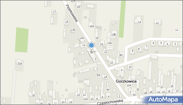 Gorzkowice, Piotrkowska, 5b, mapa Gorzkowice