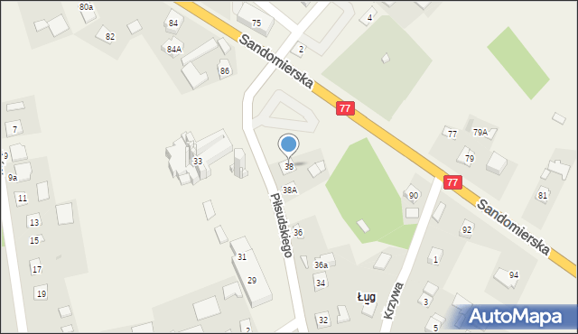 Gorzyce, Piłsudskiego Józefa, marsz., 38, mapa Gorzyce