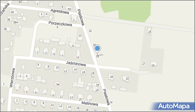 Gródek, Piaskowa, 28, mapa Gródek