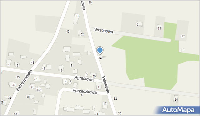 Gródek, Piaskowa, 34, mapa Gródek