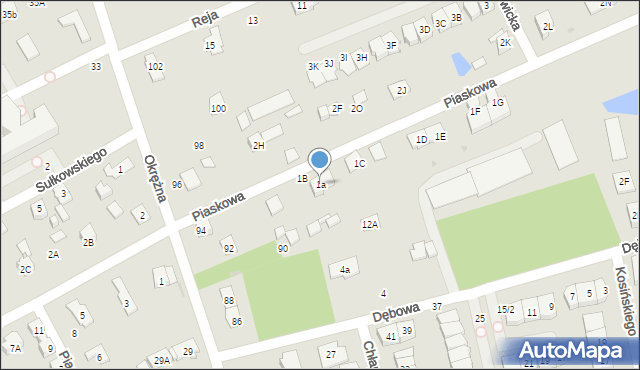 Grodzisk Mazowiecki, Piaskowa, 1a, mapa Grodzisk Mazowiecki