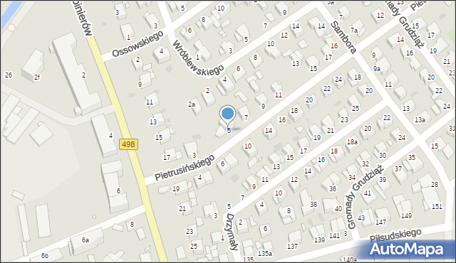 Grudziądz, Pietrusińskiego, 5, mapa Grudziądza
