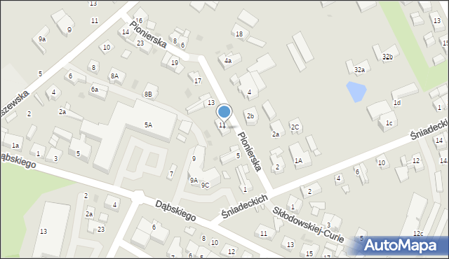 Gryfice, Pionierska, 9, mapa Gryfice