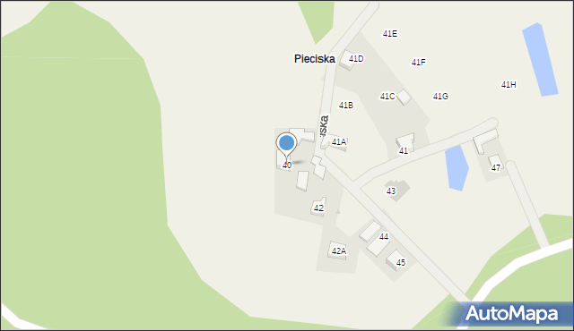 Grzybno, Pieciska, 40, mapa Grzybno