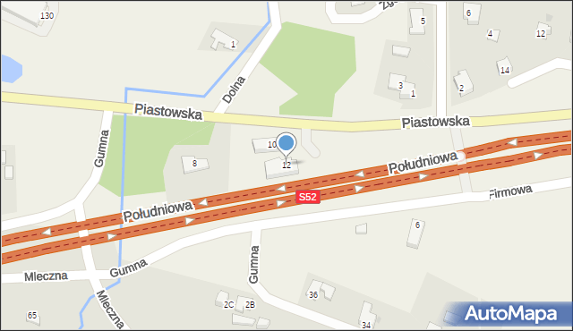 Gumna, Piastowska, 12, mapa Gumna
